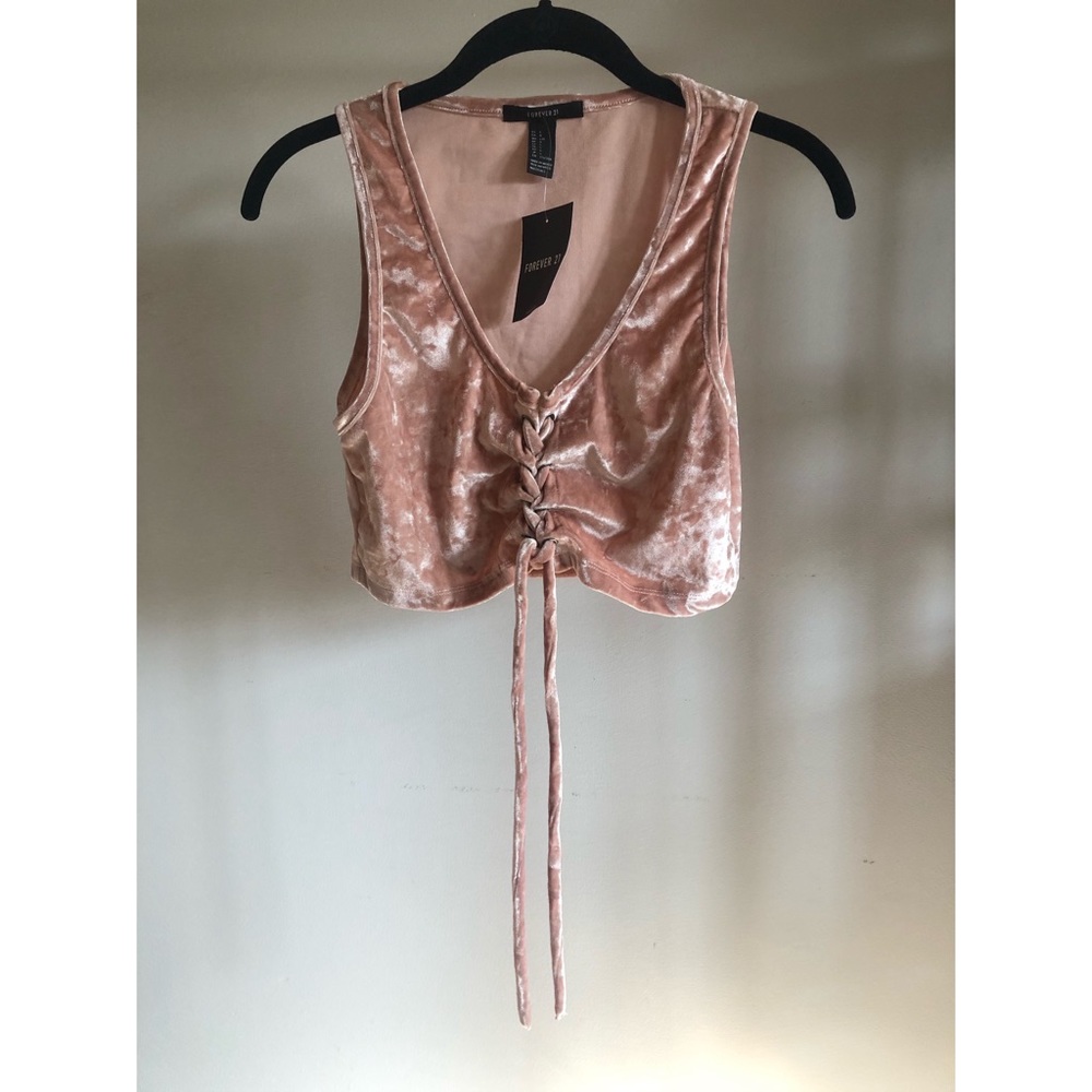 F21 blush velvet crop top NWT